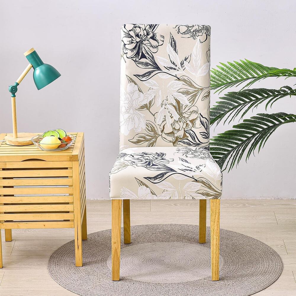 Parsons Chair Protector Floral Stretch Spandex Slipcovers Six Piece Set - Picture 9 of 9
